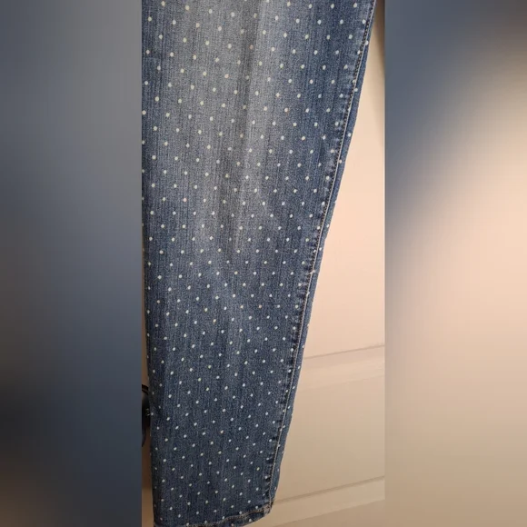 Chicos Platinum Denim Dot Boyfriend Jeans Womens Sz 00 Bohemian Casual Office - Picture 8 of 10